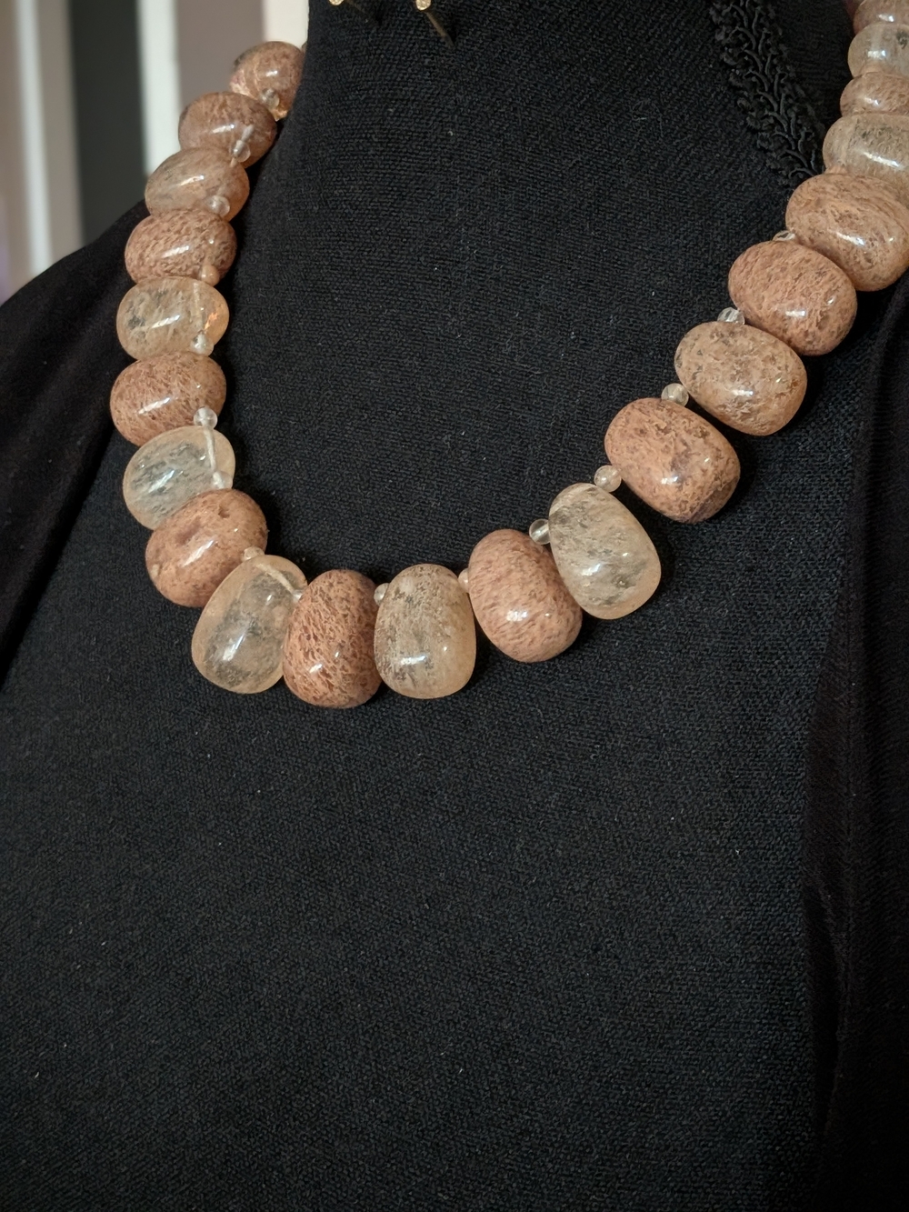 Lodolite Thousand Layer Quartz Stone Chunky Necklace 925 Clasp